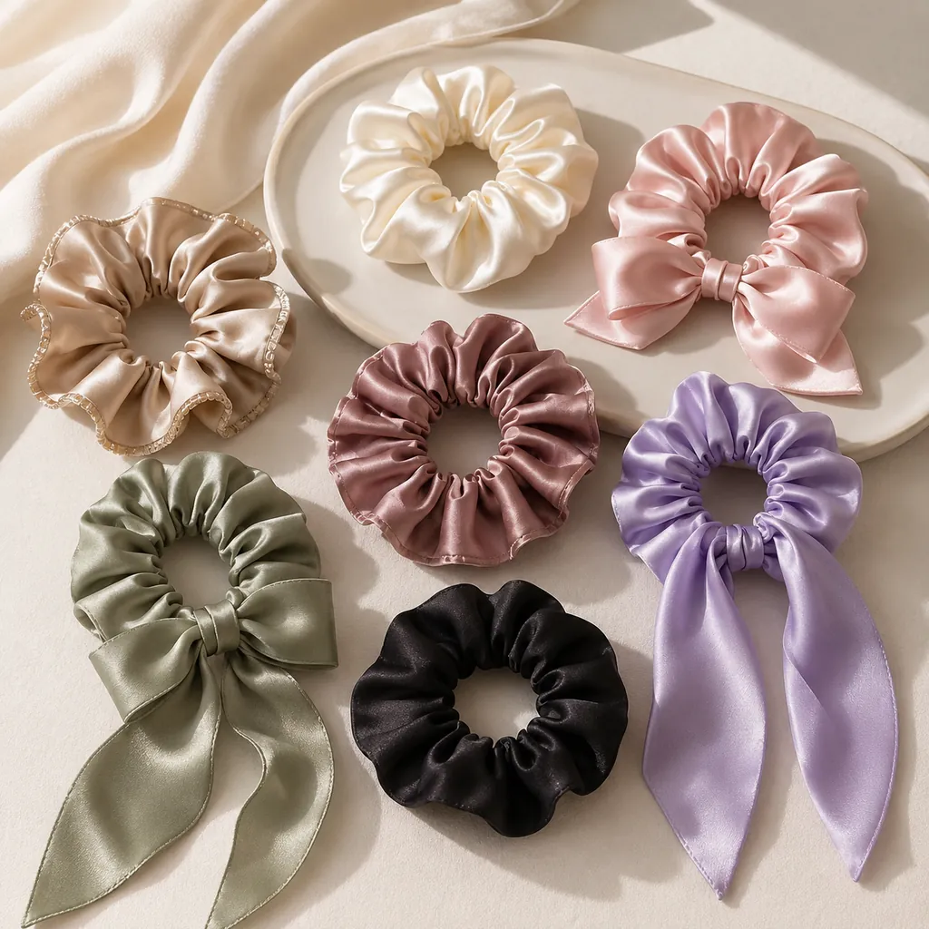 Ruffled Satin Scrunchies